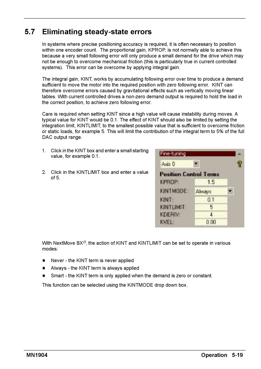 Baldor BXII installation manual Eliminating steady-state errors 