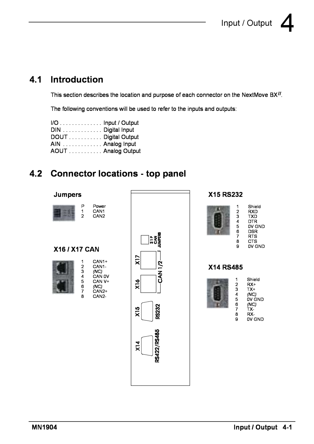 Baldor BXII installation manual Introduction, Connector locations - top panel, Input / Output 