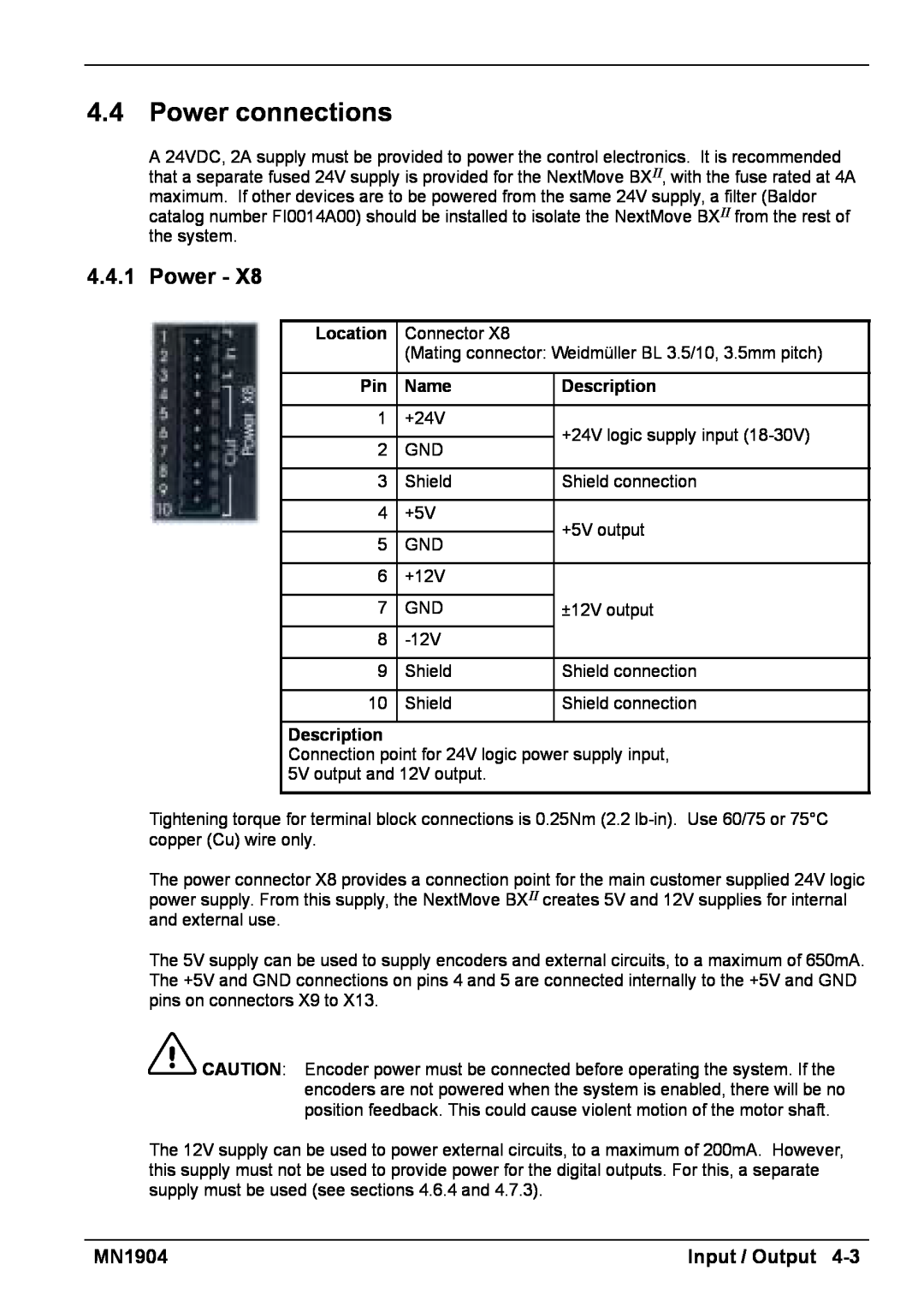 Baldor BXII installation manual Power connections 