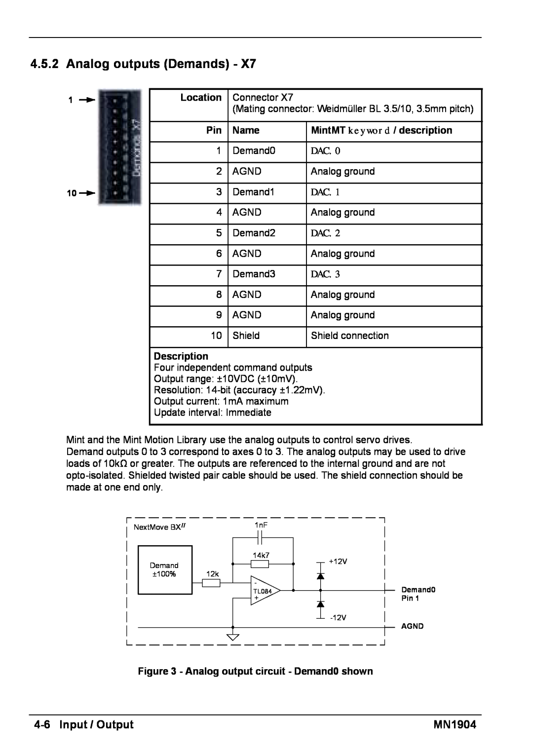 Baldor BXII installation manual Analog outputs Demands, 4-6Input / Output, MN1904 
