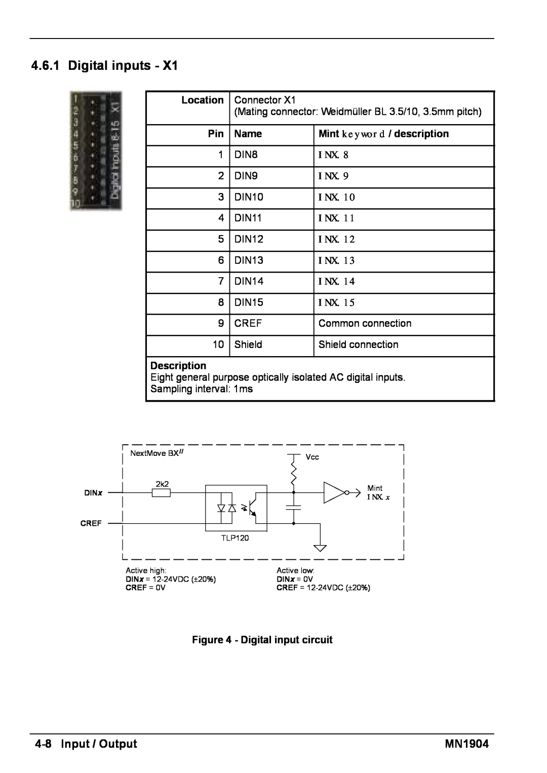 Baldor BXII installation manual Digital inputs, 4-8Input / Output, MN1904 