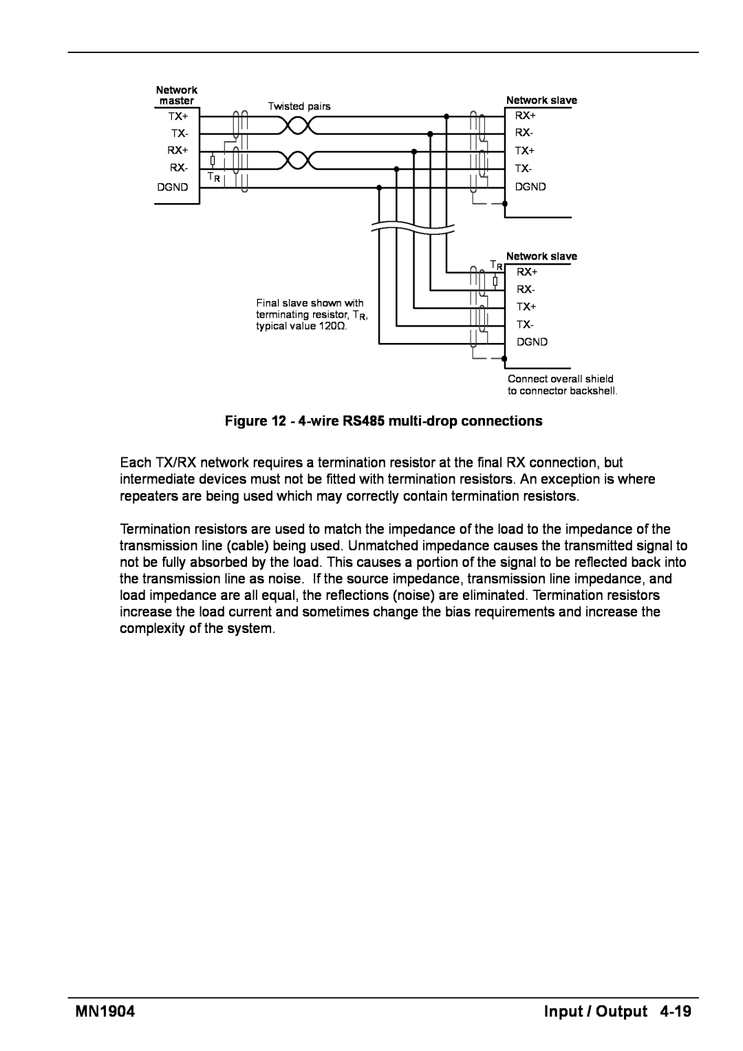 Baldor BXII installation manual 4-wireRS485 multi-dropconnections, Network master, Network slave 