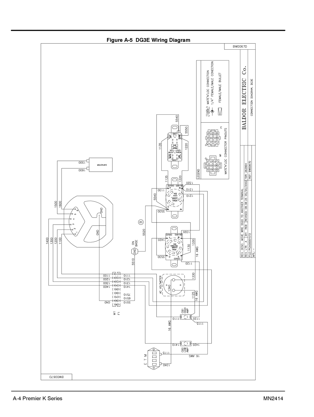 Baldor DG6E manual Figure A-5 DG3E Wiring Diagram 