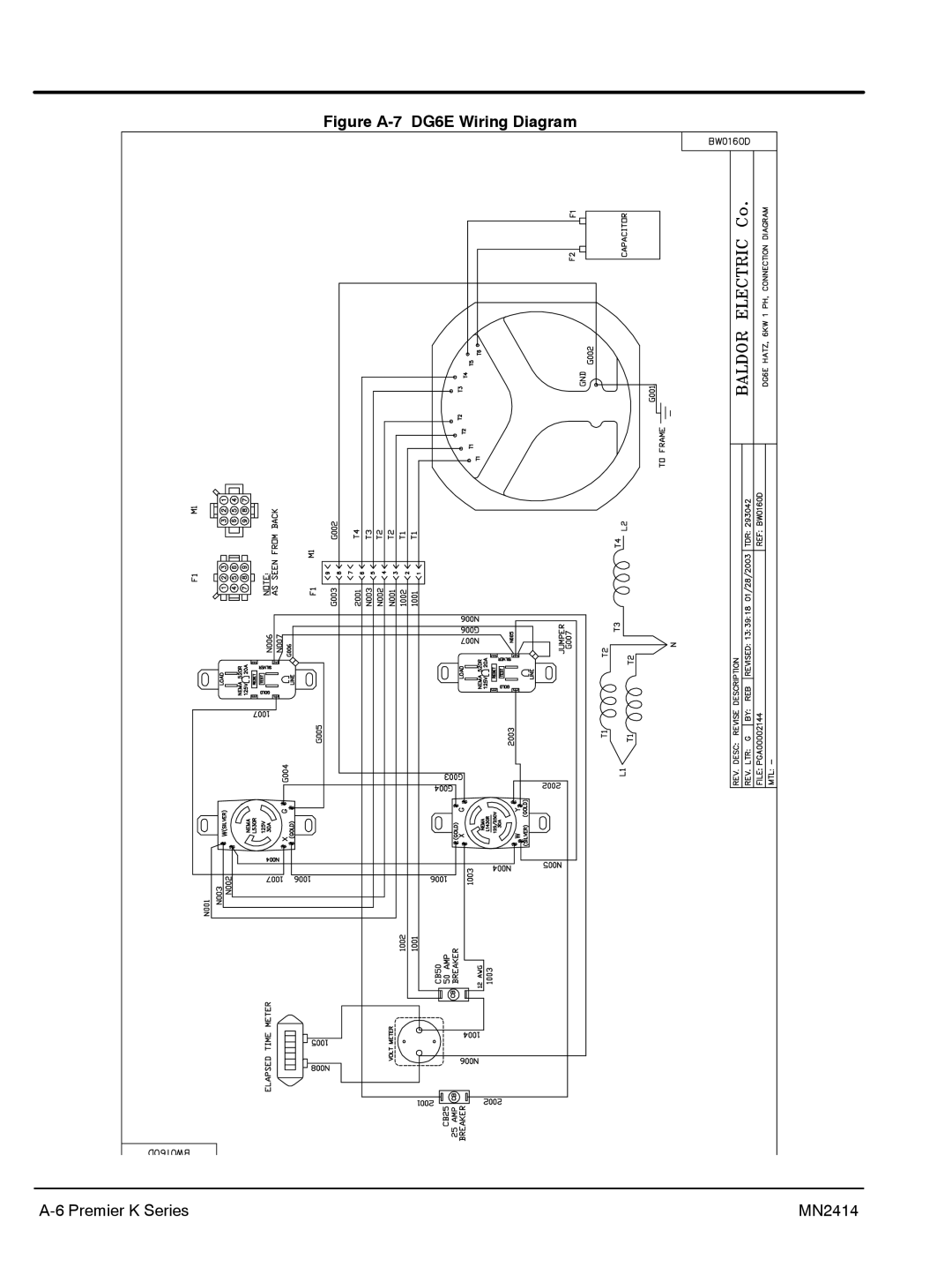 Baldor DG3E manual Figure A-7 DG6E Wiring Diagram 