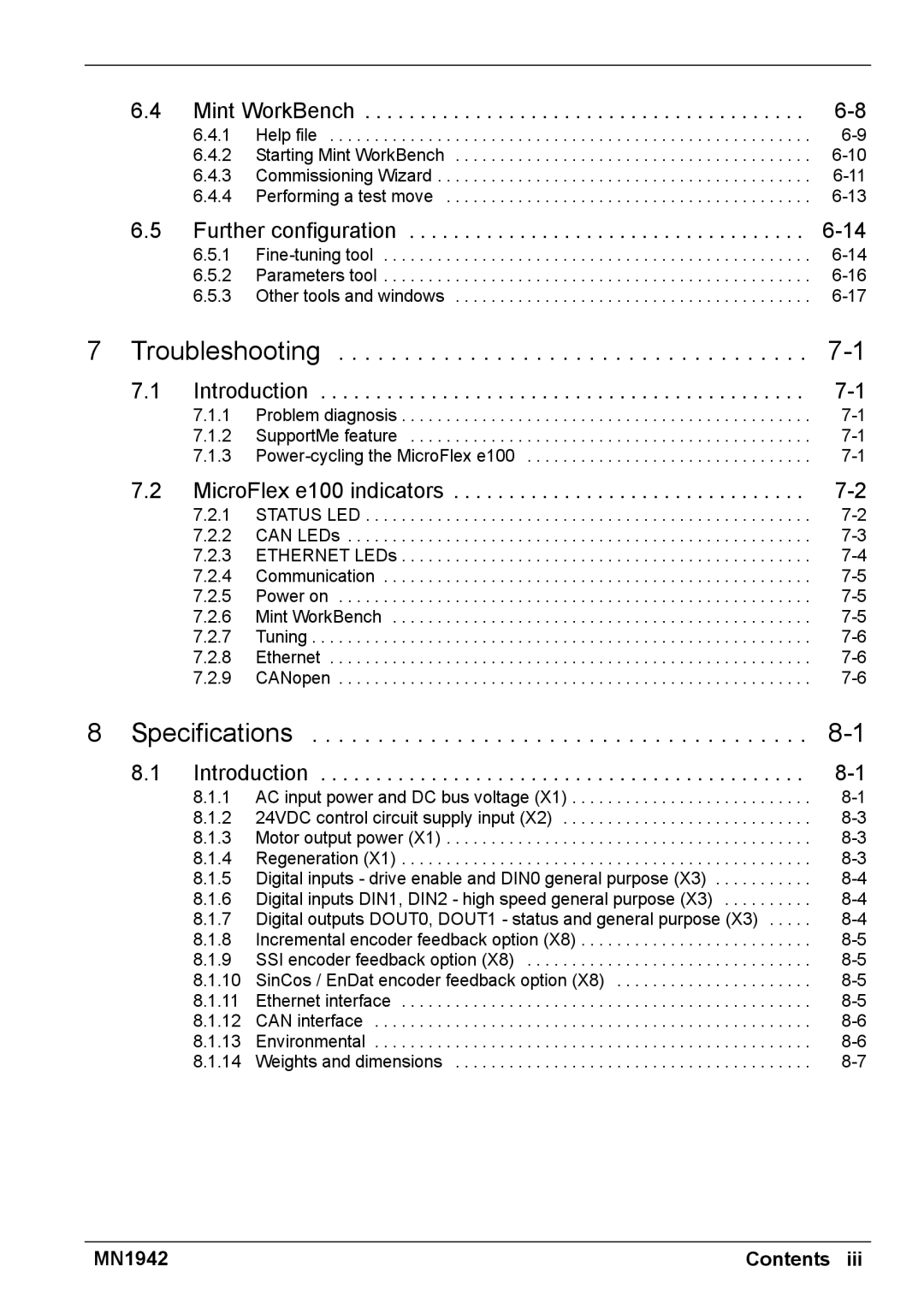 Baldor E100 manual Troubleshooting 