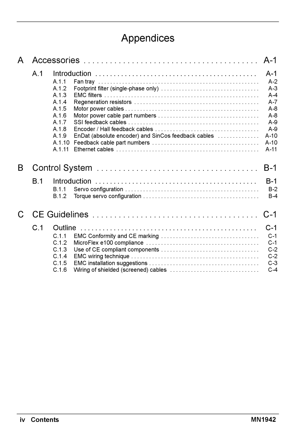 Baldor E100 manual Appendices 