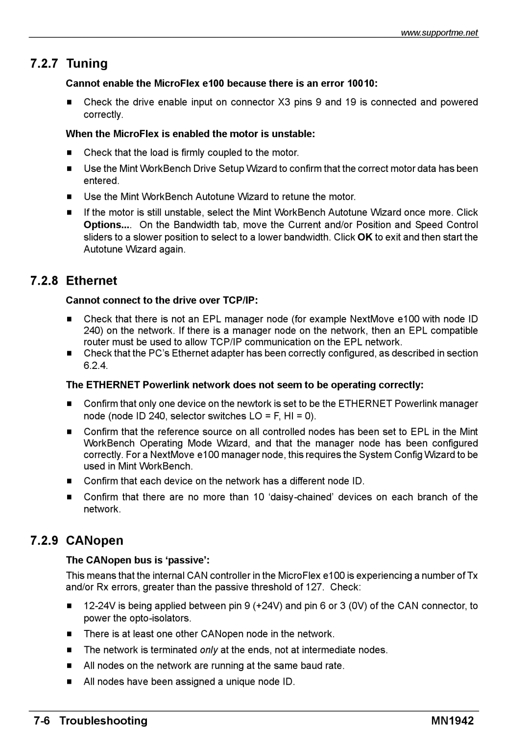 Baldor E100 manual Tuning, Ethernet 