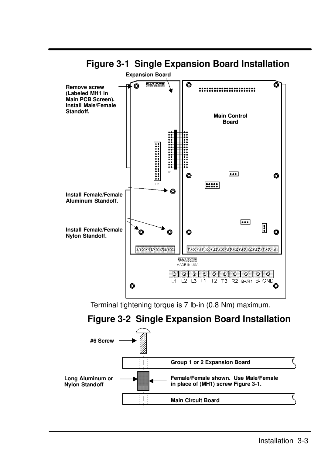 Baldor EXB009A01, Resolver to Digital Expansion Board manual Single Expansion Board Installation 