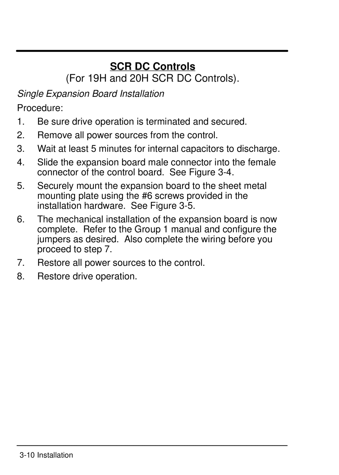 Baldor Resolver to Digital Expansion Board, EXB009A01 manual For 19H and 20H SCR DC Controls 