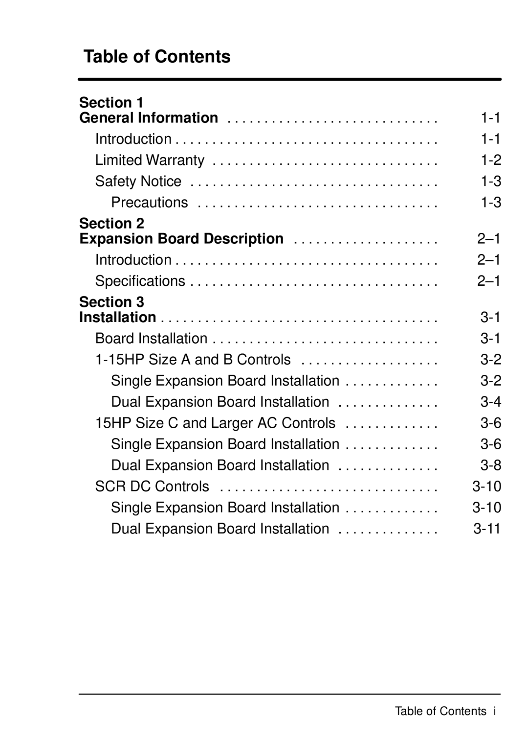 Baldor EXB009A01, Resolver to Digital Expansion Board manual Table of Contents 