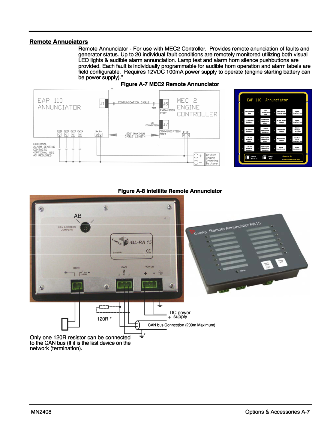 Baldor GLC15, GLC10, GLC60 Remote Annuciators, Figure A‐7 MEC2 Remote Annunciator, Figure A‐8 Intelilite Remote Annunciator 
