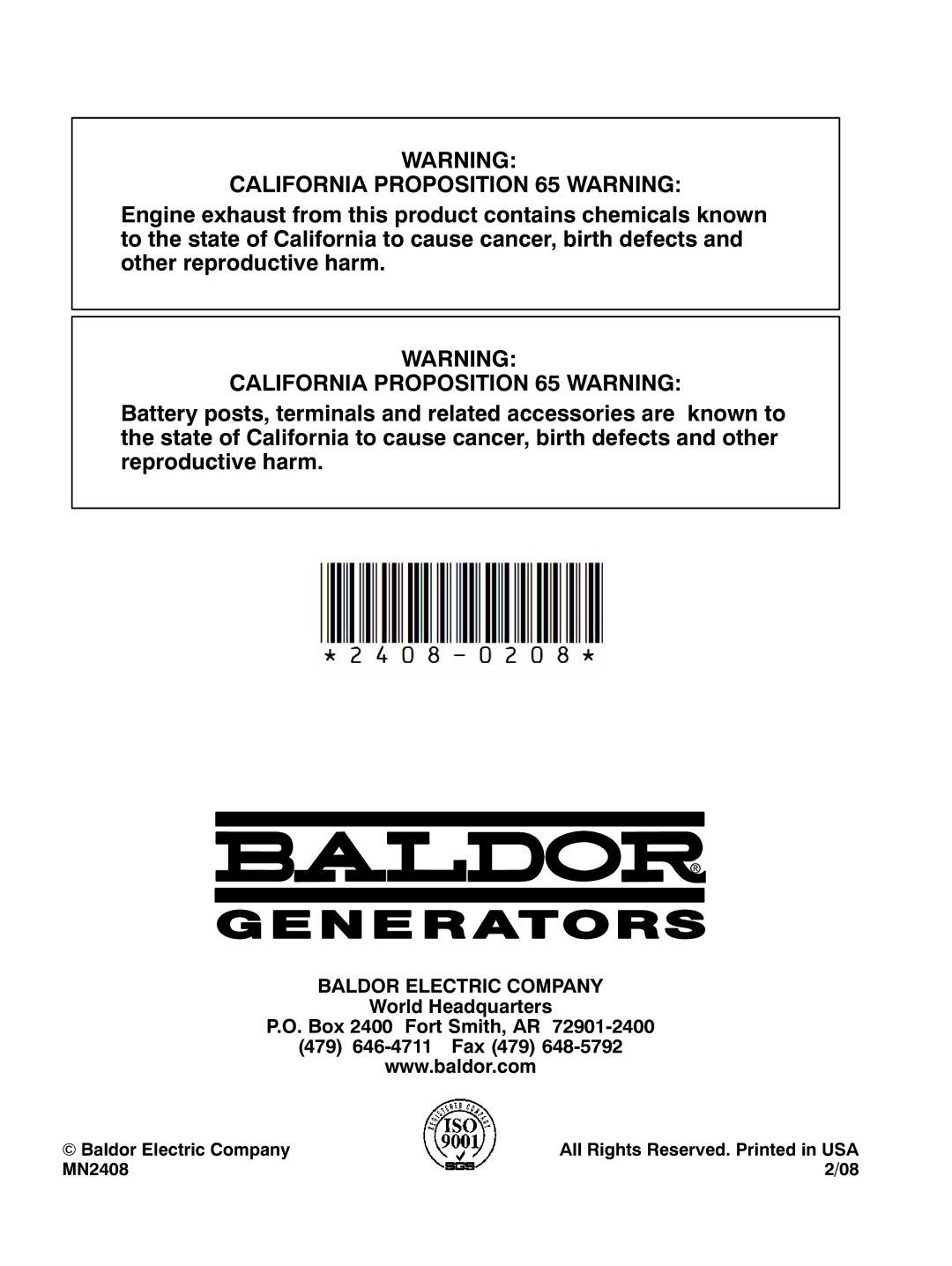 Baldor GLC20, GLC60, GLC105, GLC45, GLC65, GLC30, GLC100, GLC15, GLC25, GLC40 manual Baldor Electric Company MN2408 