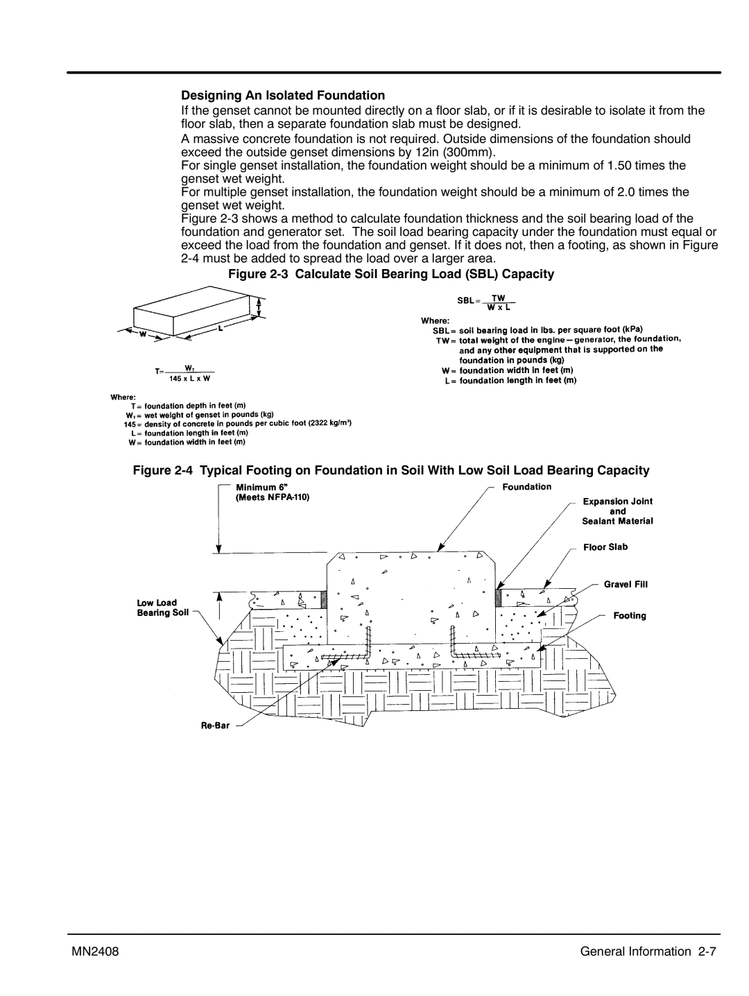 Baldor GLC30, GLC60, GLC105, GLC45, GLC20 Designing An Isolated Foundation, ‐3 Calculate Soil Bearing Load SBL Capacity 