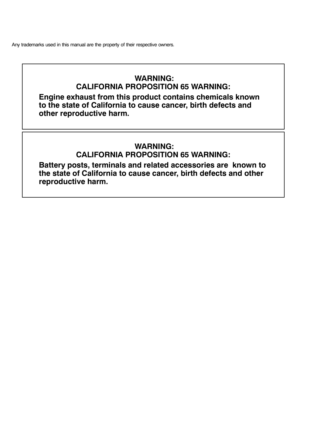 Baldor GLC105, GLC60, GLC45, GLC20, GLC65, GLC30, GLC100, GLC15, GLC25, GLC40 manual California Proposition 65 Warning 