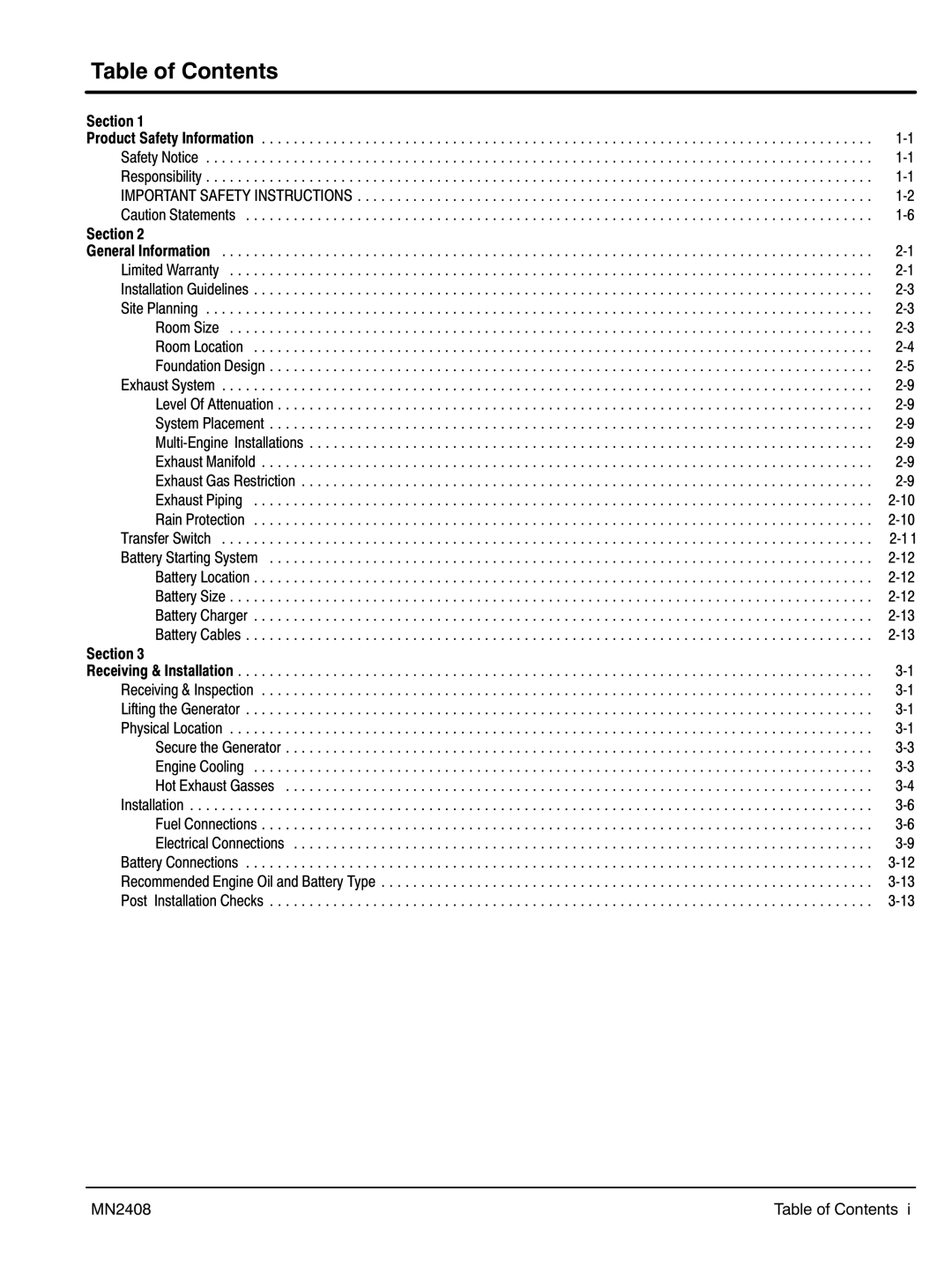 Baldor GLC45, GLC60, GLC105, GLC20, GLC65, GLC30, GLC100, GLC15, GLC25, GLC40 manual Table of Contents 