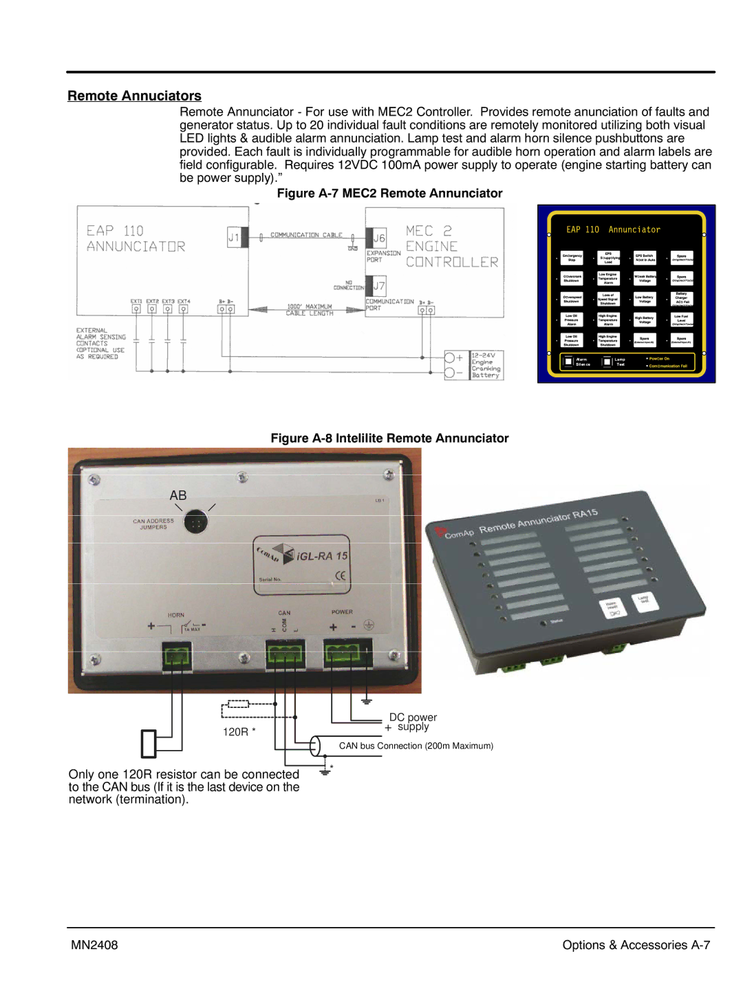 Baldor GLC15, GLC60, GLC105, GLC45, GLC20, GLC65, GLC30, GLC100, GLC25, GLC40 Remote Annuciators, Options & Accessories A‐7 