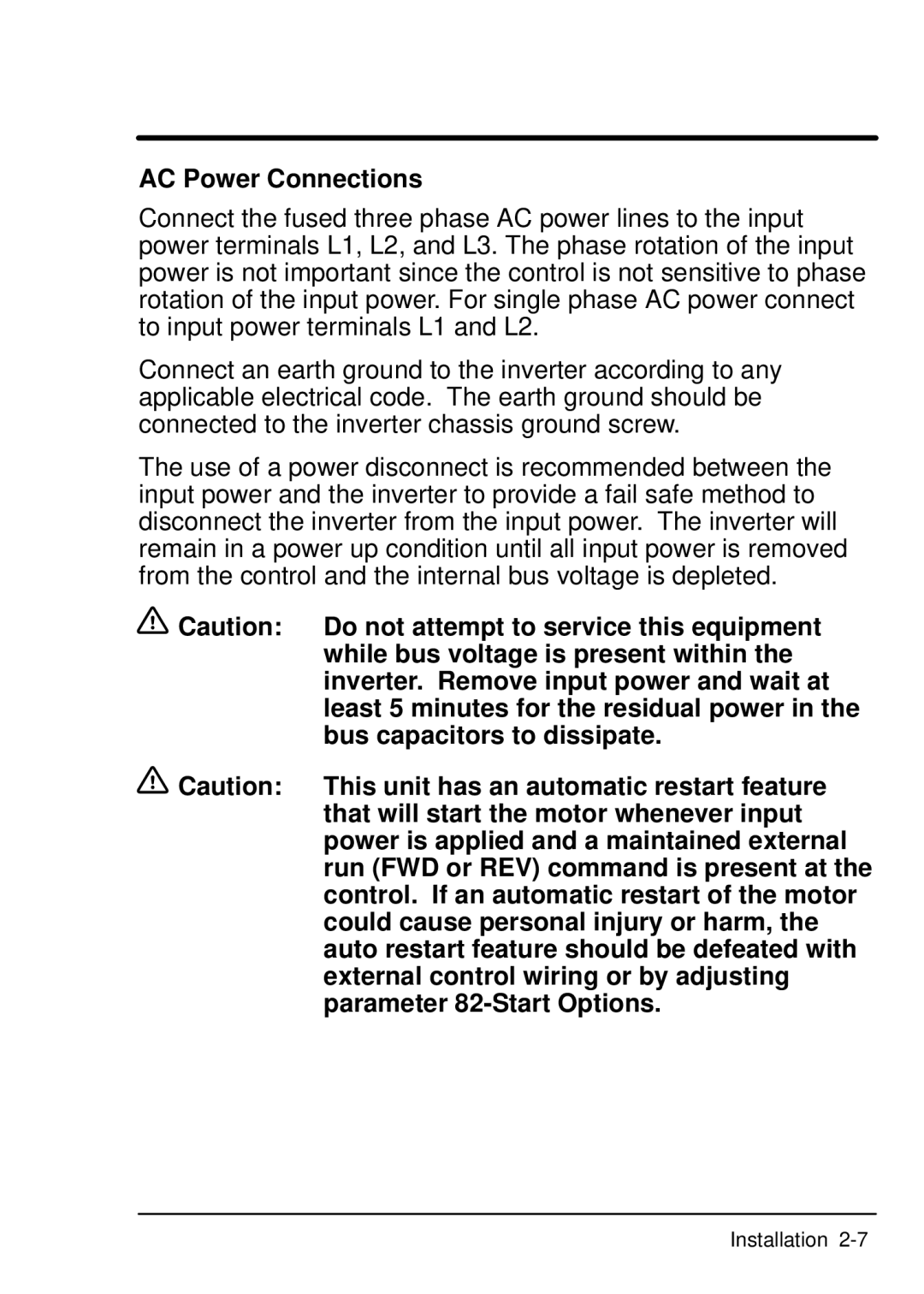 Baldor ID101F50-E manual AC Power Connections 