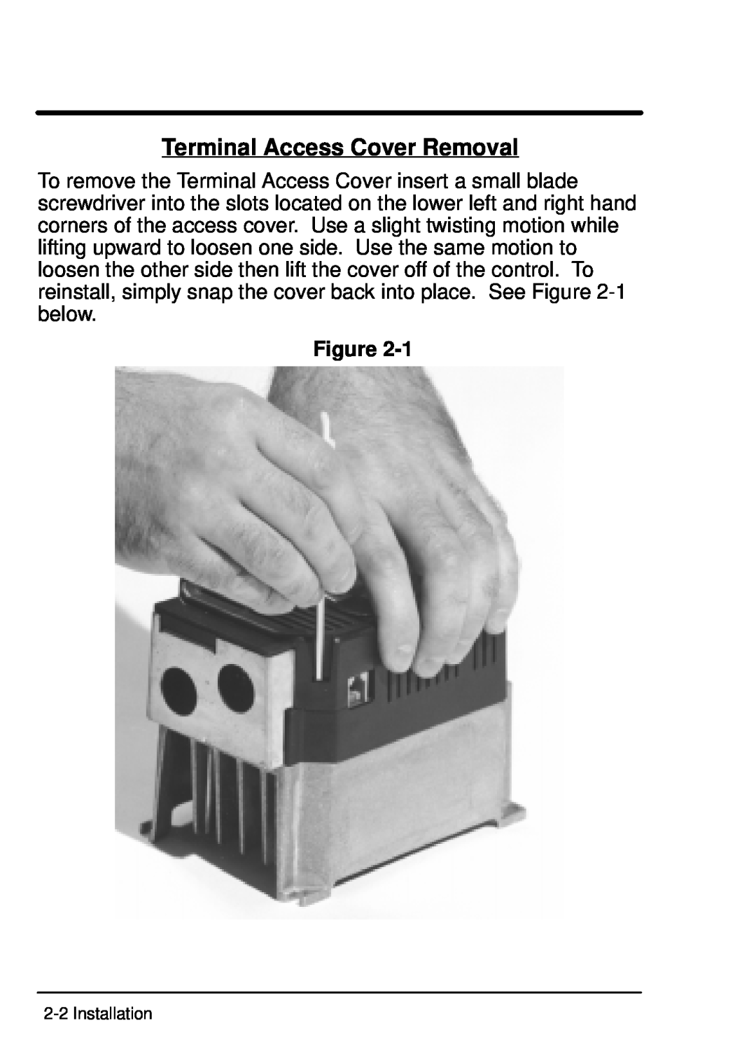 Baldor ID101F50-E manual Terminal Access Cover Removal, Installation 
