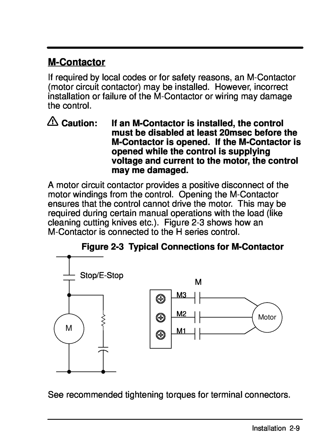 Baldor ID101F50-E manual 3 Typical Connections for M-Contactor 