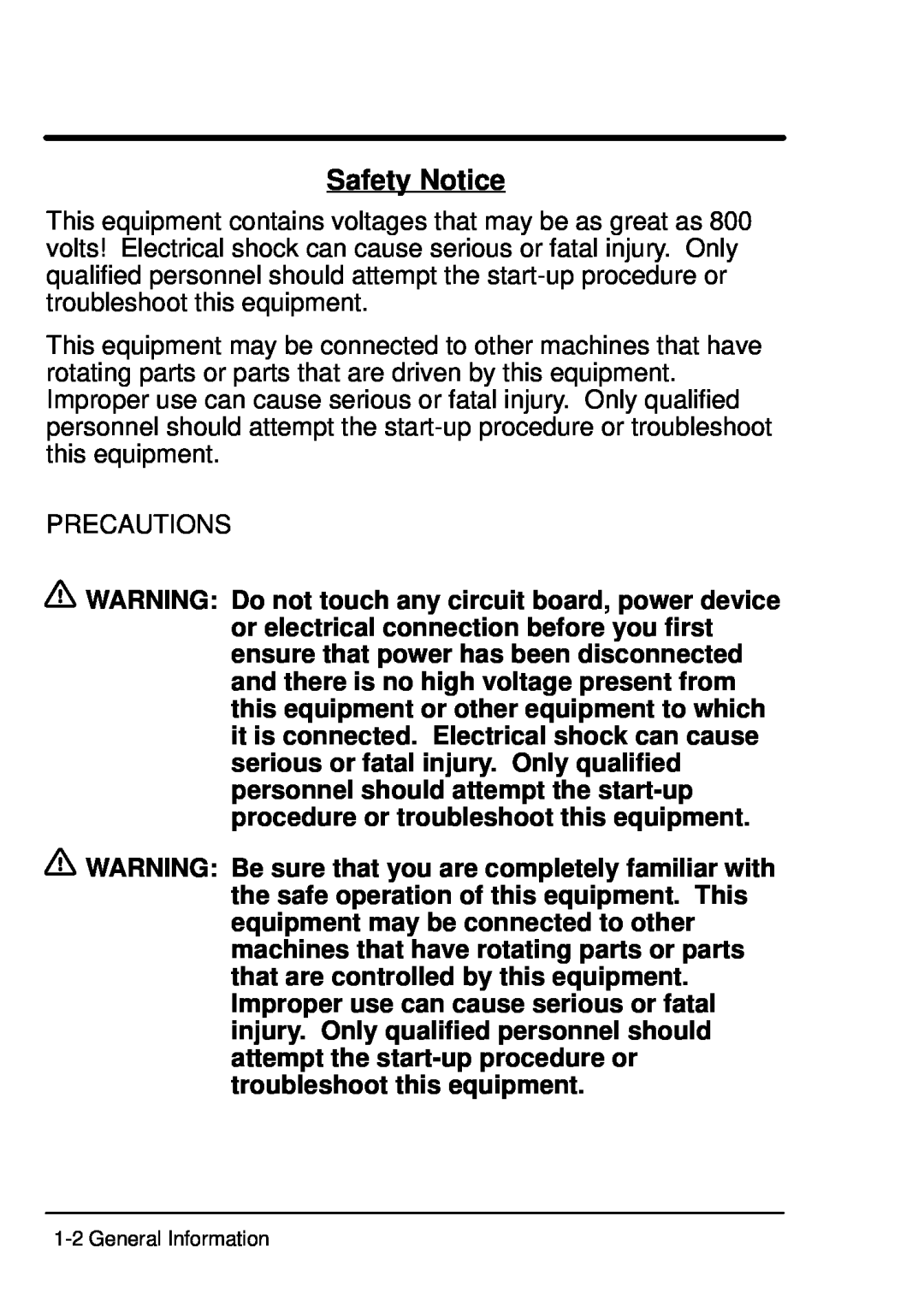 Baldor ID101F50-E manual Safety Notice 