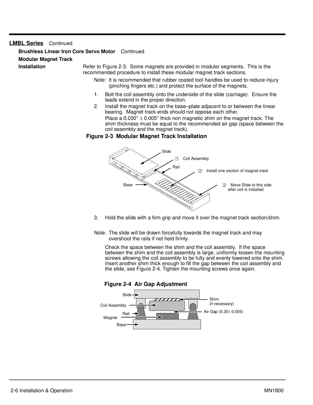 Baldor iMN1800 manual Modular Magnet Track Installation 