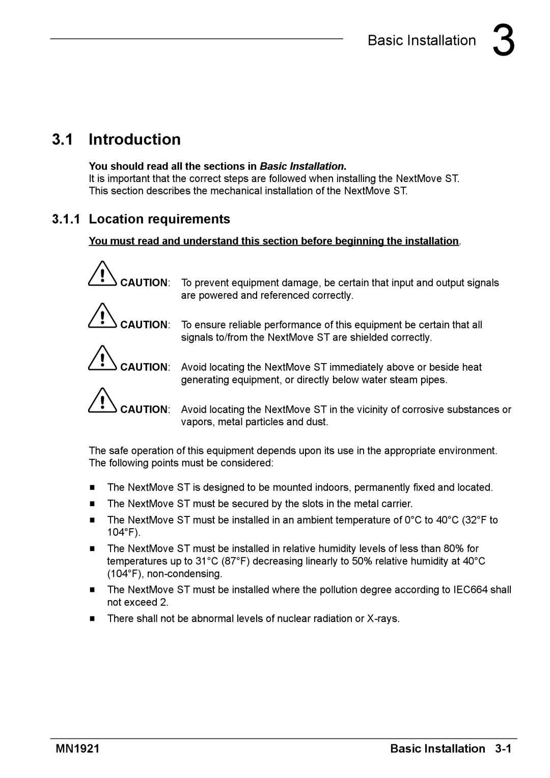 Baldor iMN1921 Introduction, Location requirements, You should read all the sections in Basic Installation 