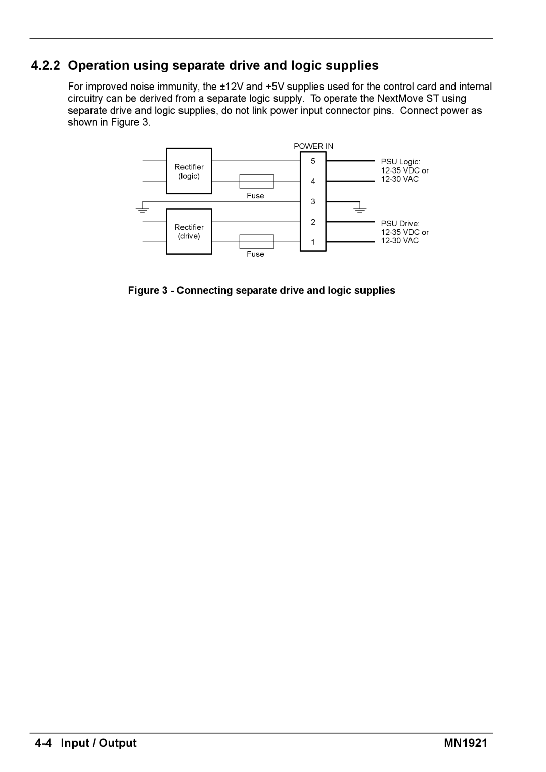 Baldor iMN1921 Operation using separate drive and logic supplies, Connecting separate drive and logic supplies 