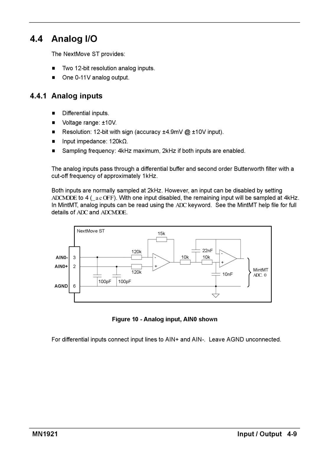 Baldor iMN1921 installation manual Analog I/O, Analog inputs 