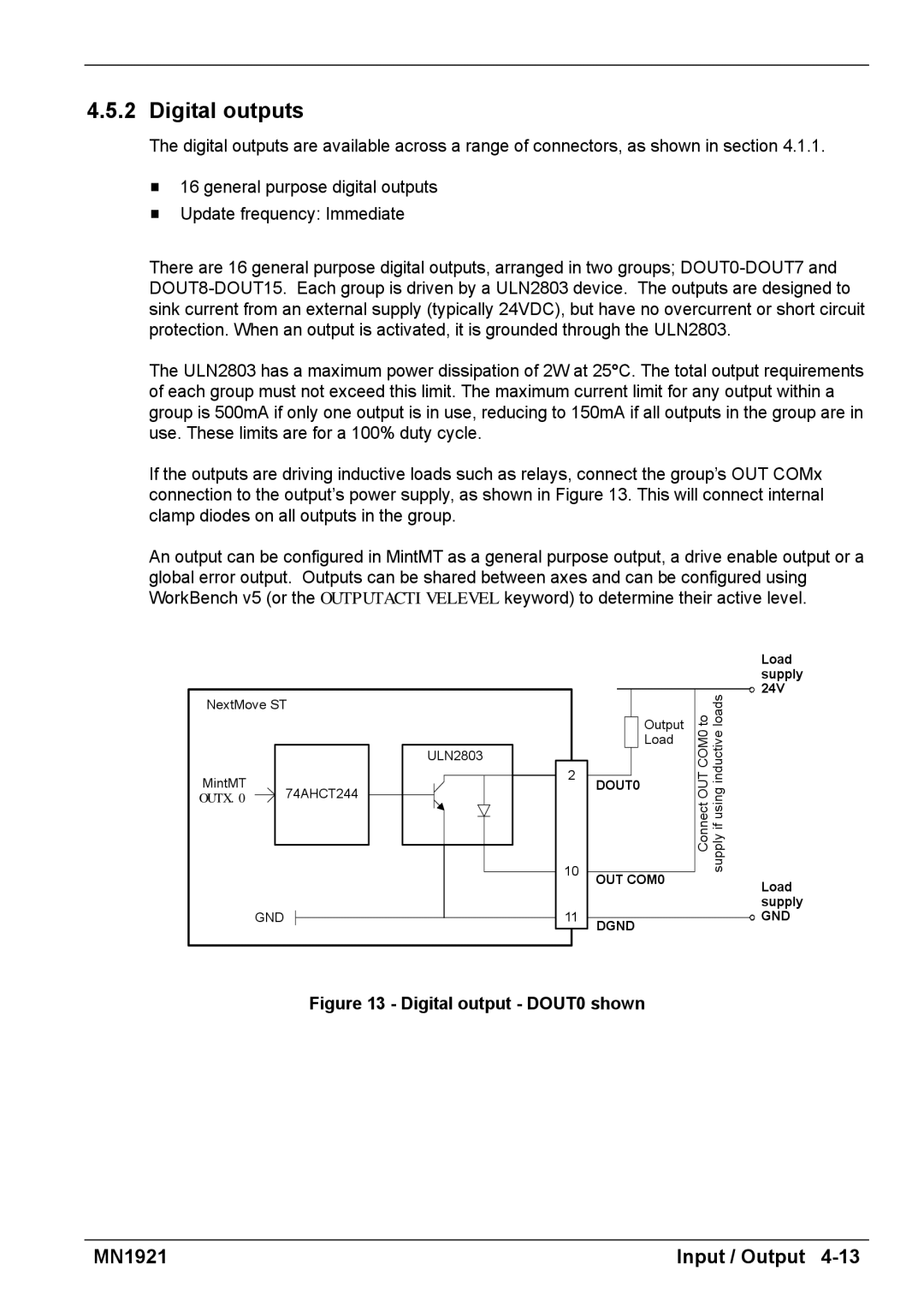 Baldor iMN1921 installation manual Digital outputs, Digital output DOUT0 shown 