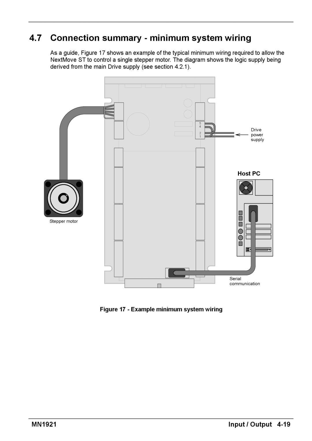 Baldor iMN1921 installation manual Connection summary minimum system wiring, Host PC 