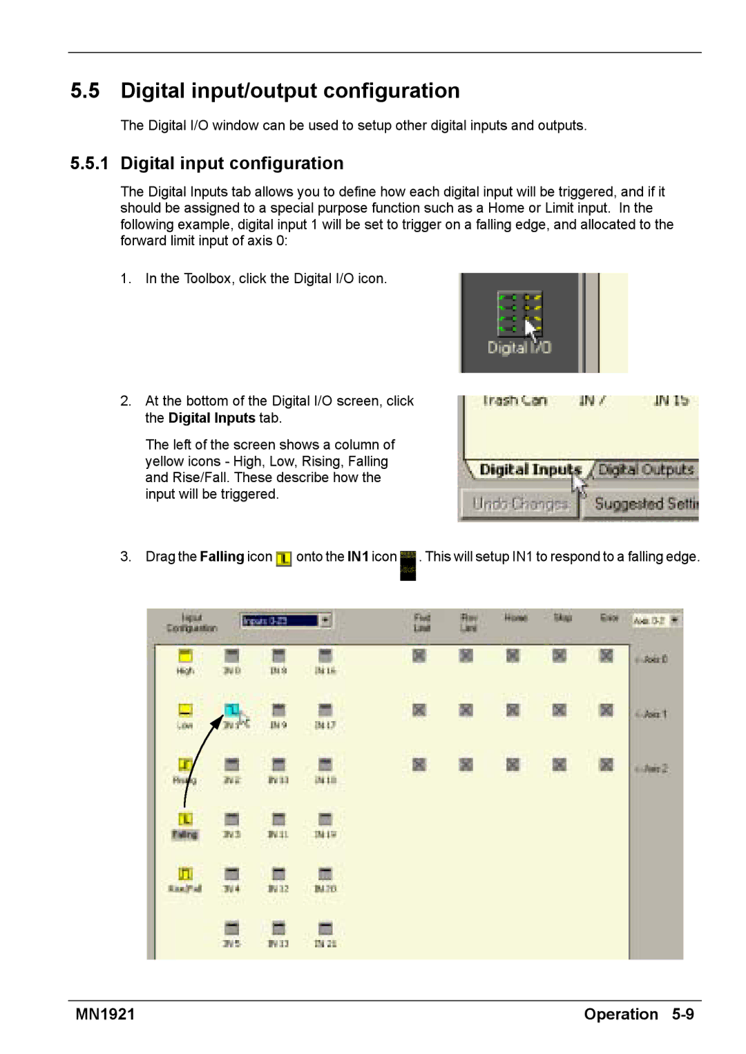 Baldor iMN1921 installation manual Digital input/output configuration, Digital input configuration 