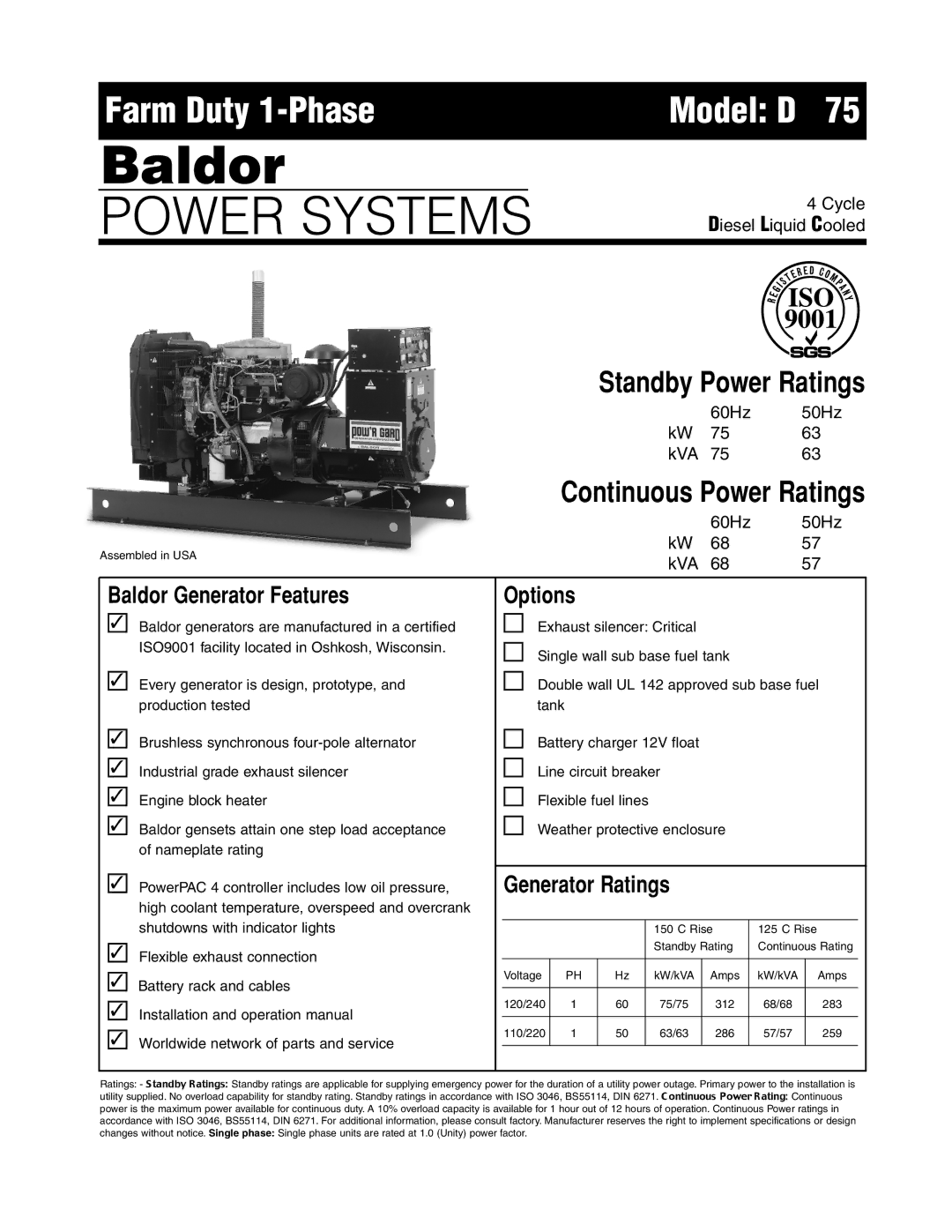 Baldor ISO9001 manual Model D75 