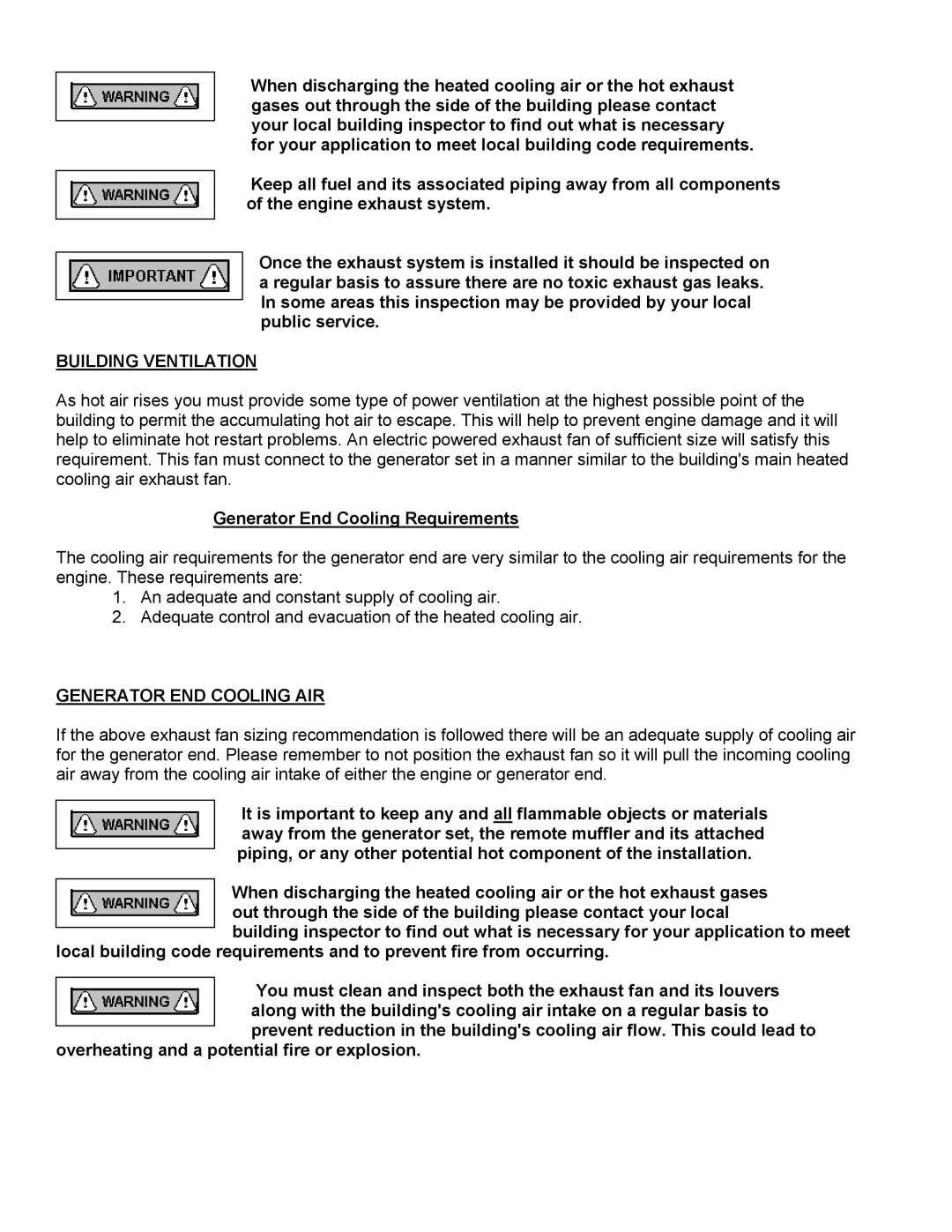 Baldor ISO9001 manual Building Ventilation, Generator END Cooling AIR 