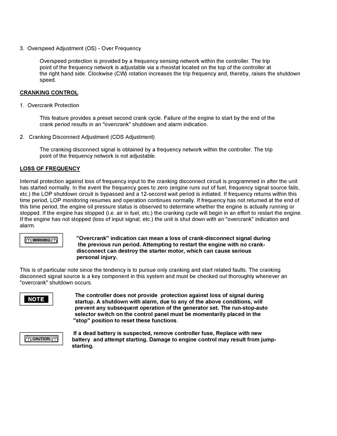 Baldor ISO9001 manual Cranking Control 