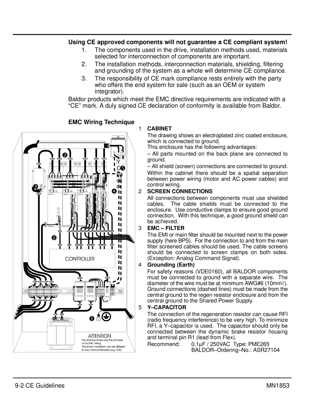 Baldor MIN1853 manual EMC Wiring Technique, Grounding Earth 