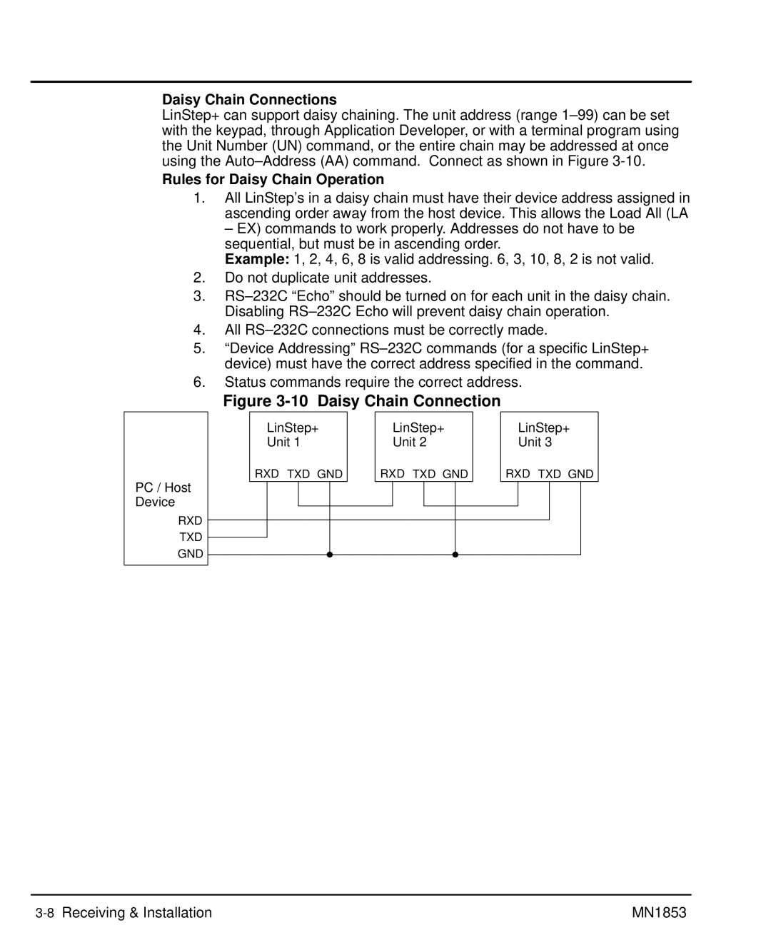 Baldor MIN1853 manual Daisy Chain Connections, Rules for Daisy Chain Operation 