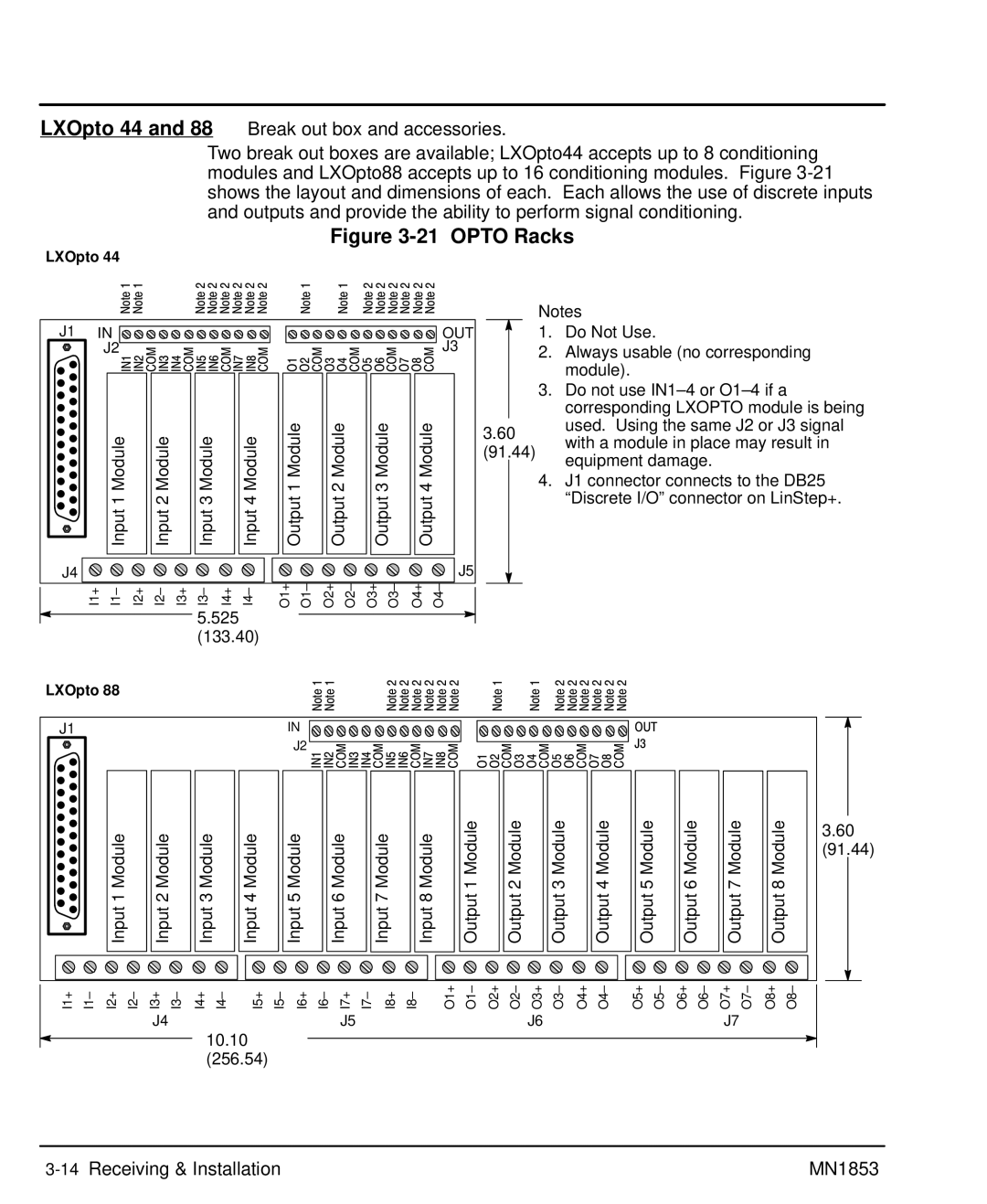 Baldor MIN1853 manual Opto Racks 