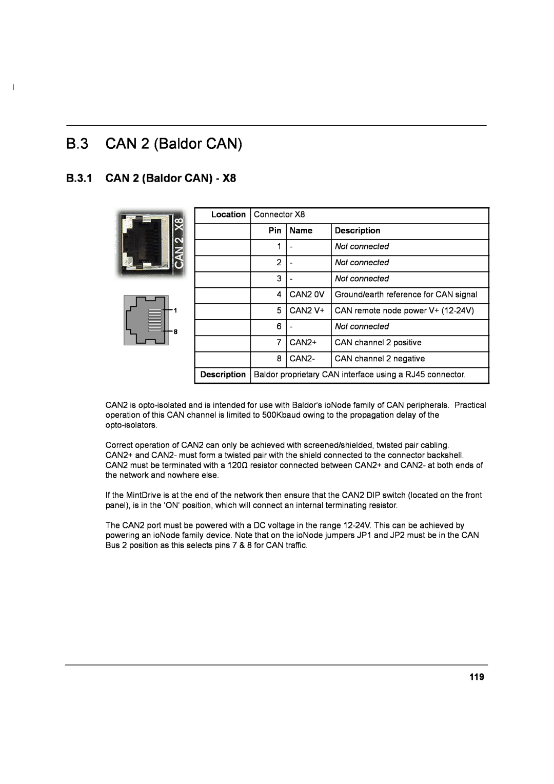 Baldor MN1274 06/2001 installation manual B.3 CAN 2 Baldor CAN, B.3.1 CAN 2 Baldor CAN 