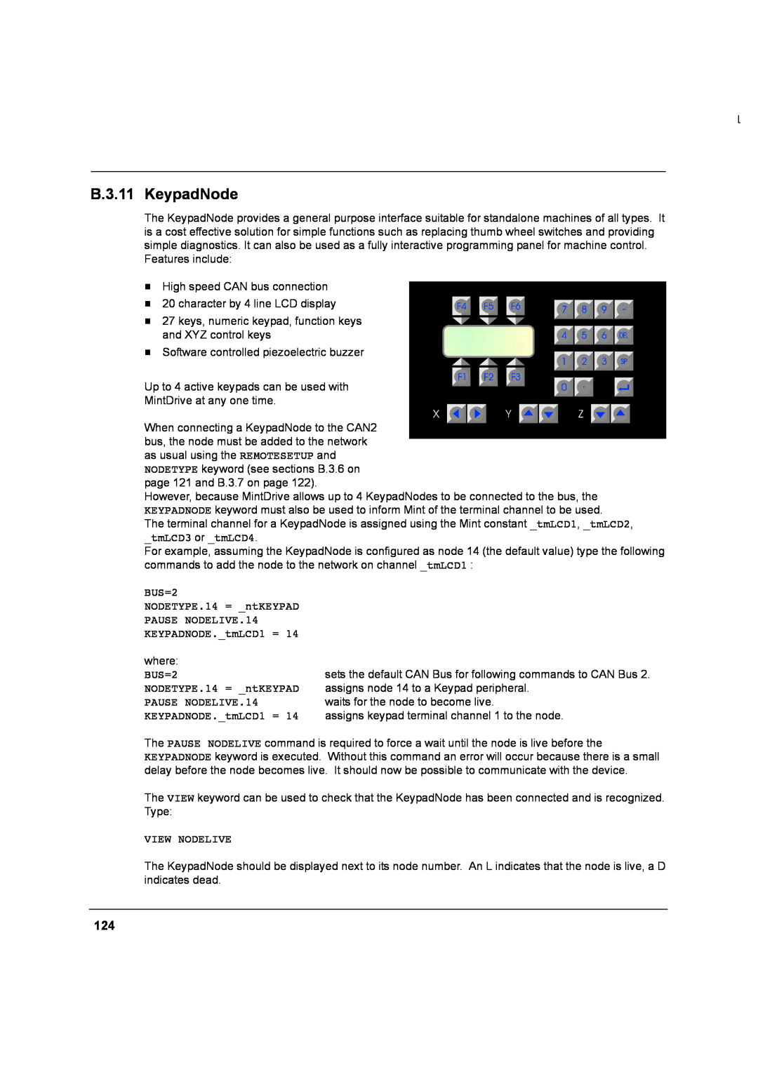 Baldor MN1274 06/2001 installation manual B.3.11 KeypadNode 