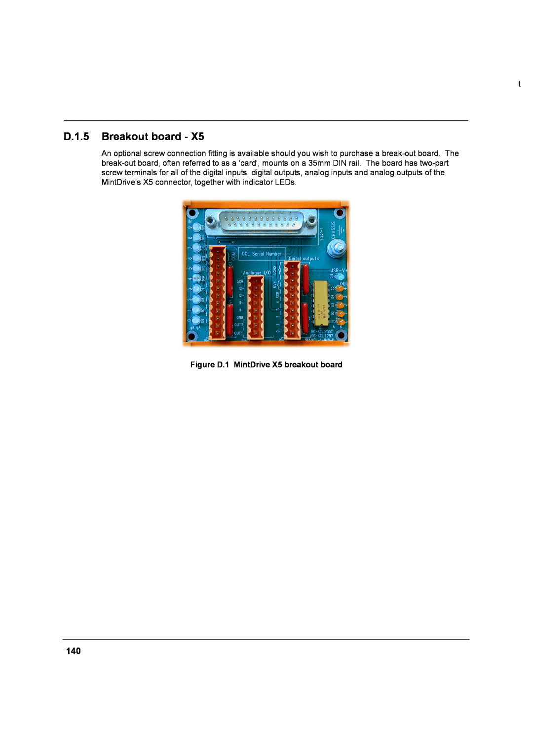 Baldor MN1274 06/2001 installation manual D.1.5 Breakout board, Figure D.1 MintDrive X5 breakout board 