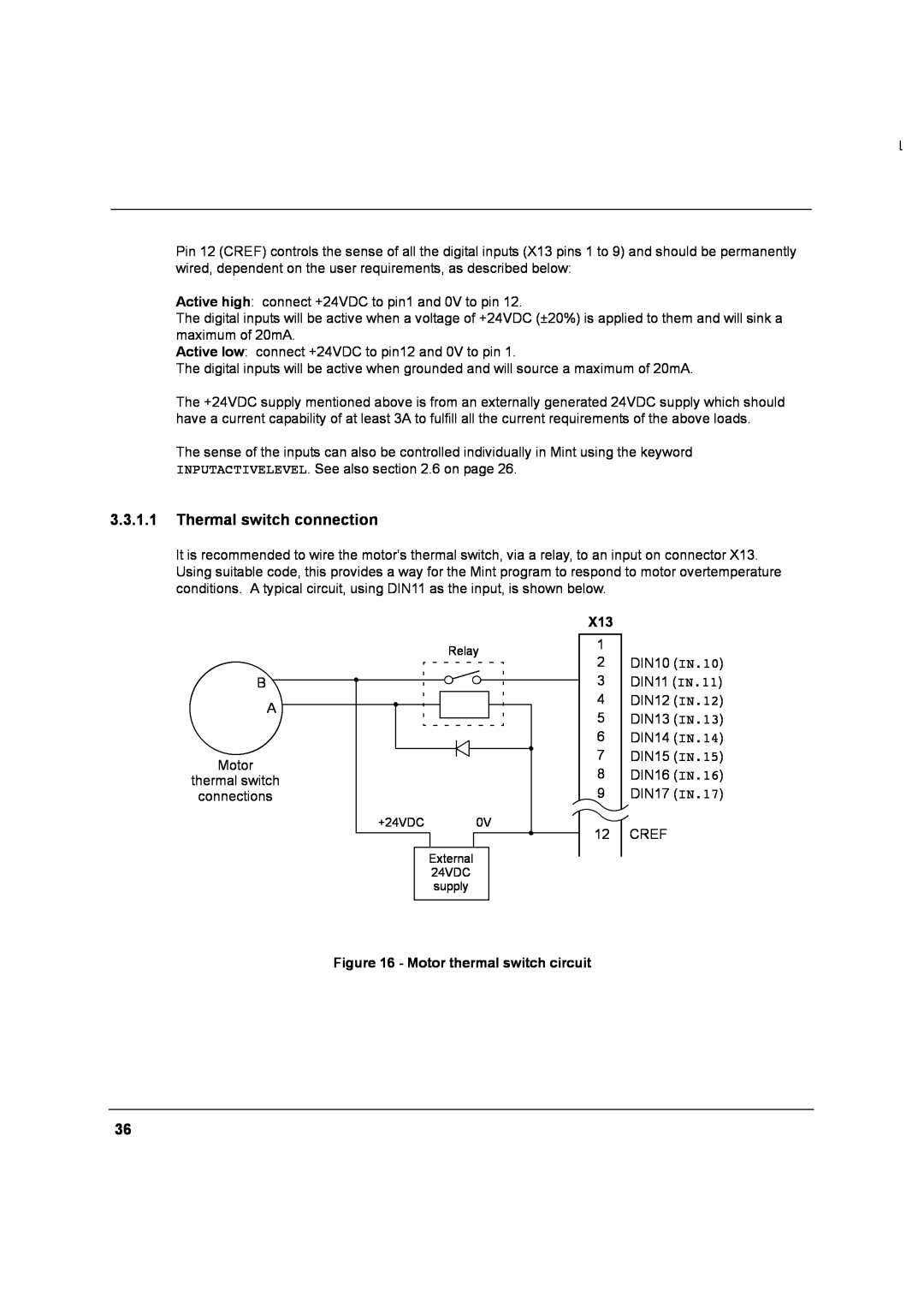 Baldor MN1274 06/2001 installation manual Thermal switch connection, Motor thermal switch circuit 