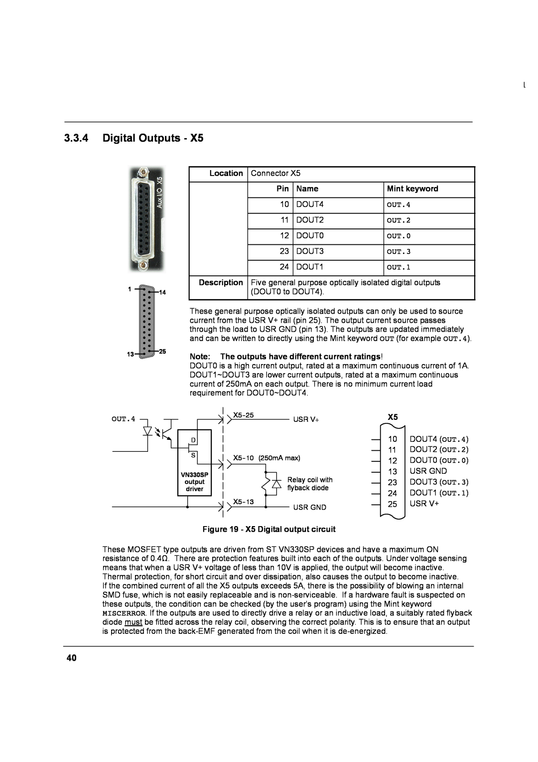 Baldor MN1274 06/2001 installation manual Digital Outputs, Relay coil with flyback diode, Usr Gnd 