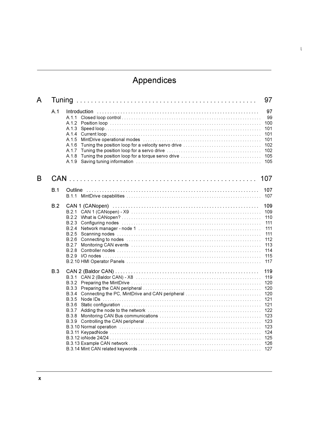 Baldor MN1274 06/2001 installation manual Appendices, Tuning 