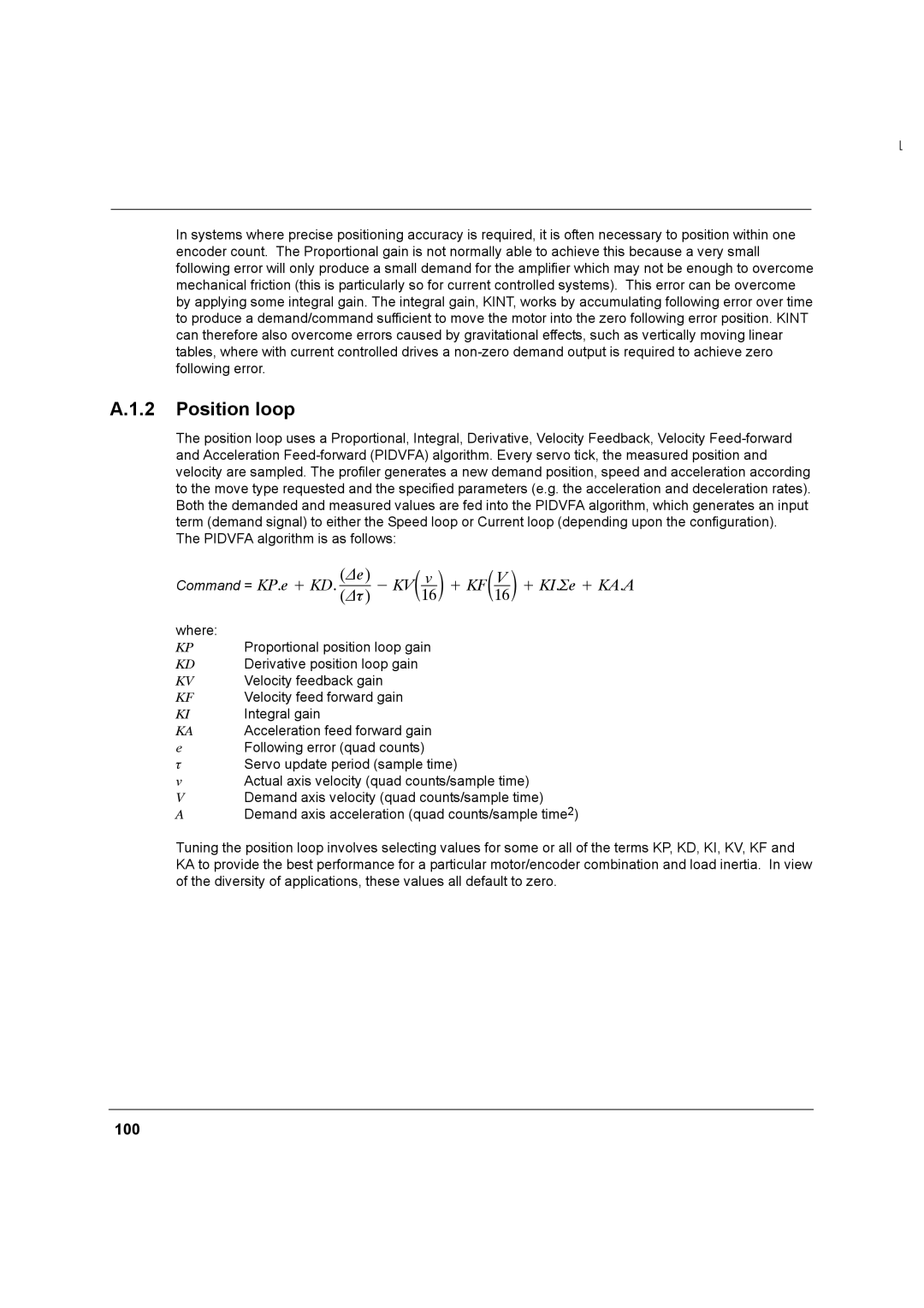 Baldor MN1274 06/2001 installation manual Position loop, 100 