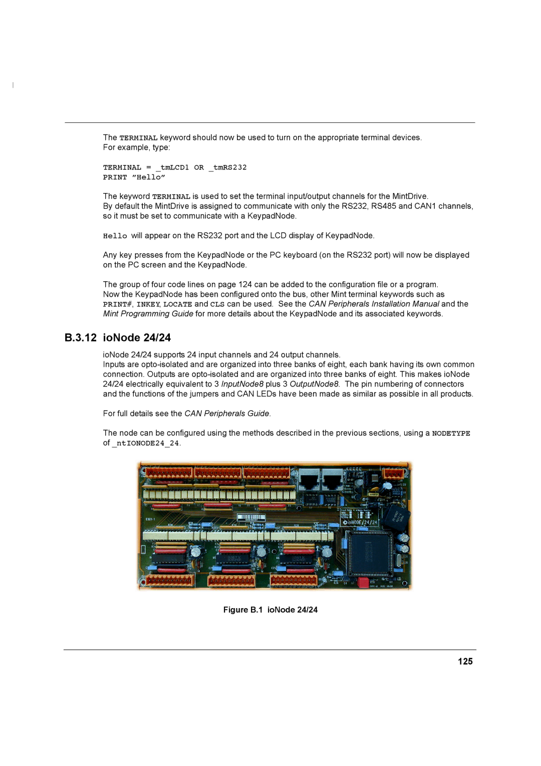 Baldor MN1274 06/2001 installation manual IoNode 24/24, 125 