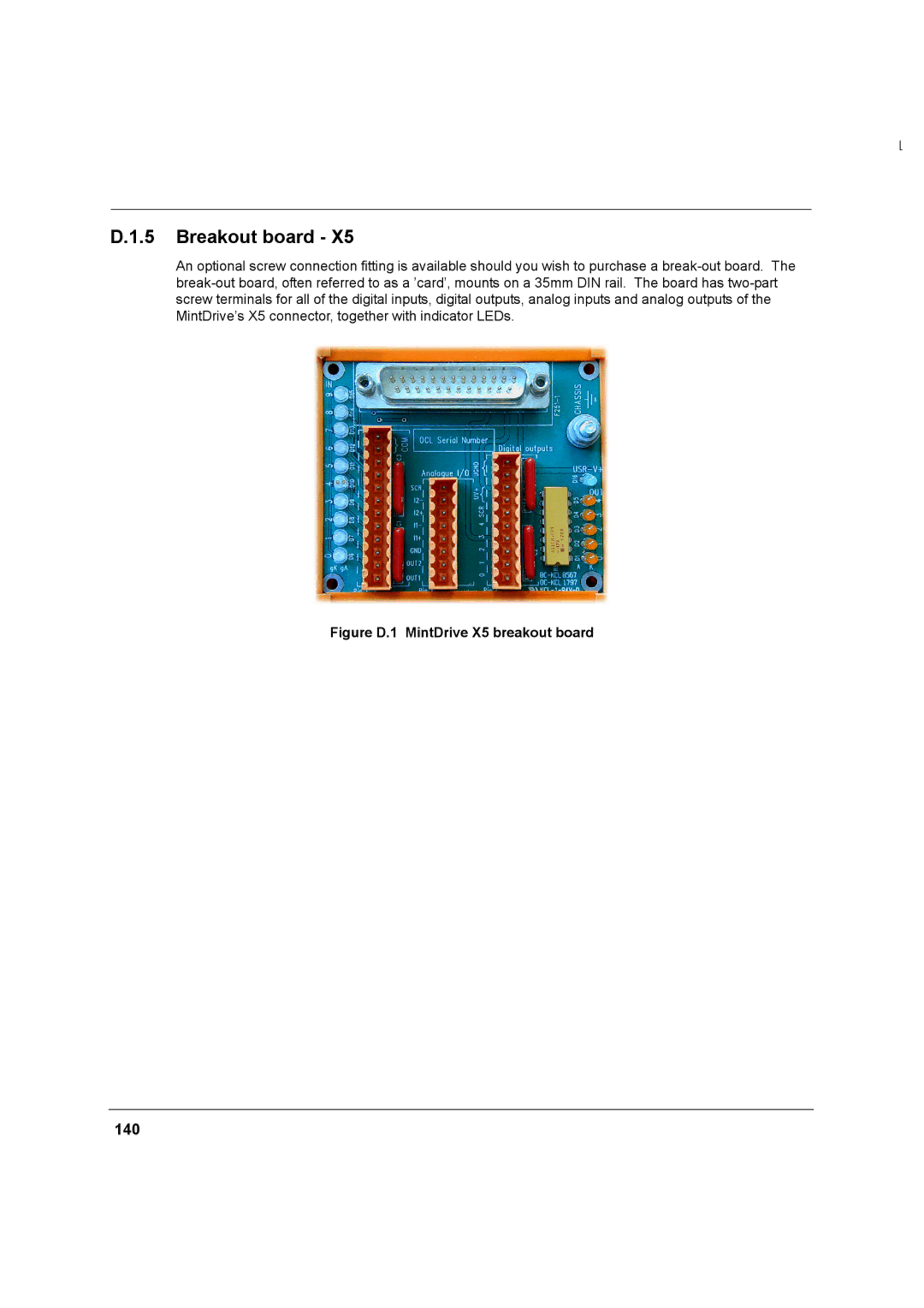 Baldor MN1274 06/2001 installation manual Breakout board, 140 