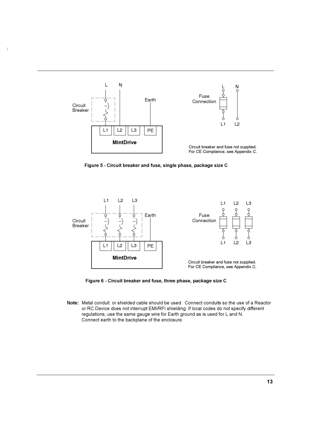 Baldor MN1274 06/2001 installation manual Circuit breaker and fuse, single phase, package size C 