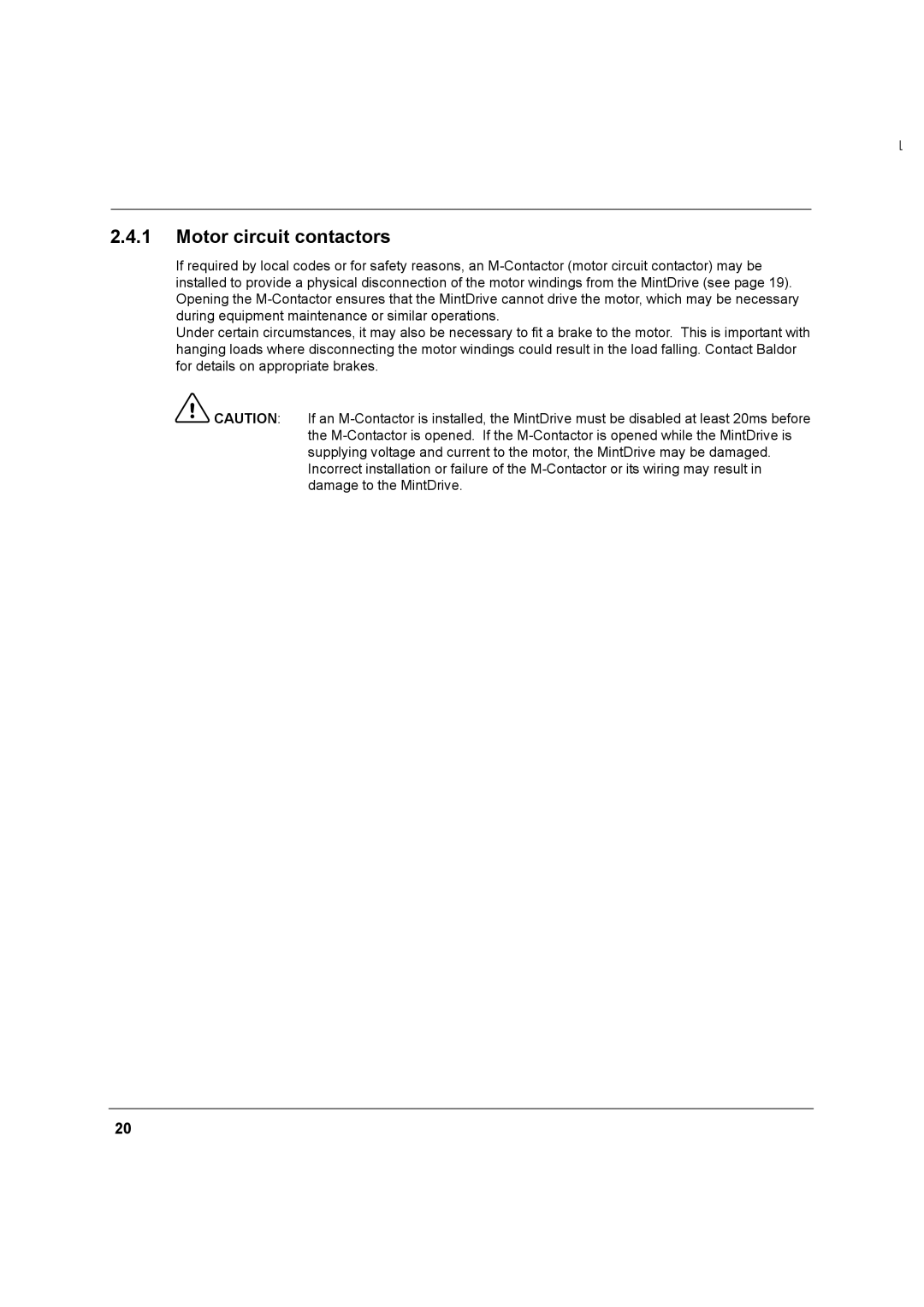 Baldor MN1274 06/2001 installation manual Motor circuit contactors 