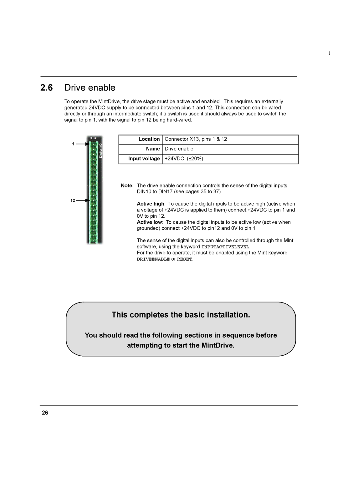 Baldor MN1274 06/2001 installation manual Drive enable, This completes the basic installation 