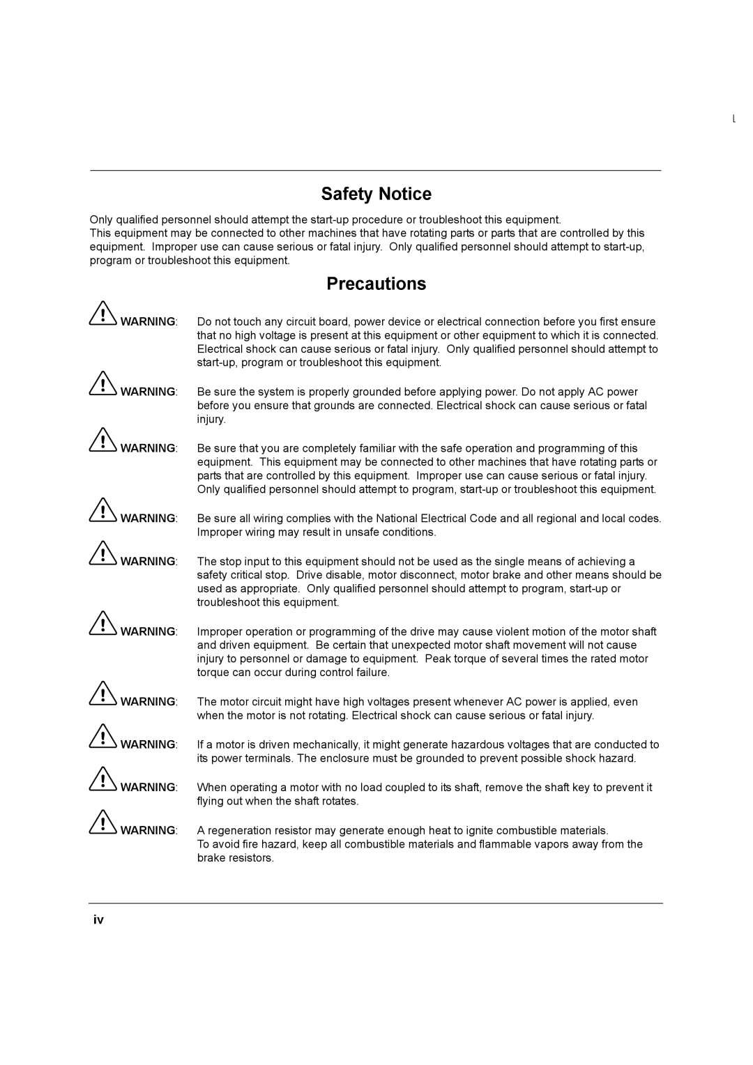 Baldor MN1274 06/2001 installation manual Safety Notice 